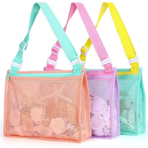 Beach Toy Mesh Beach Bag Kids Shell Collecting Bag Beach Toy Shells Beach Toys - Picture 1 of 7